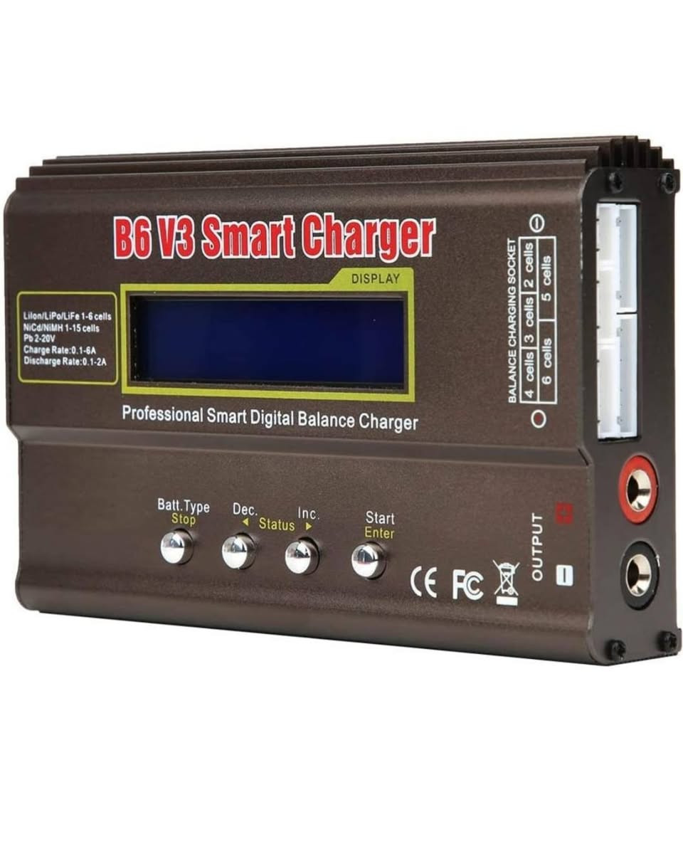 🔋 شاحن B6 V3 الذكي
جهاز متكامل لموازنة وشحن البطاريات بدقة عالية.
المواصفات:
✅ التوافق: يدعم (LiPo, LiIon, LiFe) 1-6 خلايا، و(NiCd, NiMH) 1-15 خلية، و(Pb) 2-20 فولت.
✅ الأداء: تيار شحن قابل للتعديل (0.1-6A) وتيار تفريغ (0.1-2A).
✅ الاحترافية: نظام موازنة متطور لحماية البطاريات وضمان عمرها.
✅ التجهيز: ملحقات كاملة جاهزة للتشغيل


**إذا كنت صاحب هذا الإعلان وتريد حذفه لأي سبب، رجاءا أرسل رسالة إلى الدعم الفني**
