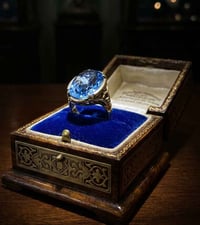 خاتم نحاس • توباز أزرق طبيعي • مقاس ٢٤