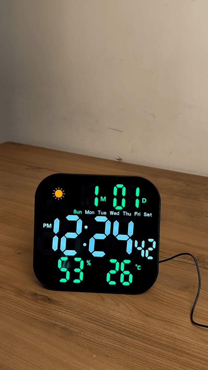⏰ خلّي الوقت قدامك دايمًا بوضوح

📊 ساعة رقمية تعرض الوقت + الحرارة + الرطوبة

🌙 سطوع قابل للتعديل يناسب الليل والنهار

🧠 ذاكرة تحفظ الوقت حتى لو انقطعت الكهرباء

🏠 تنحط على الطاولة أو تتعلّق على الجدار

🔌 تشتغل على الكهرباء بثبات وأمان

✨ تصميم أنيق يناسب كل مكان بغداد, العراق


**إذا كنت صاحب هذا الإعلان وتريد حذفه لأي سبب، رجاءا أرسل رسالة إلى الدعم الفني**
