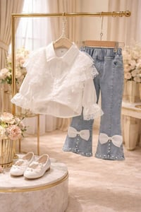 طقم بناتي • قميص وبنطرون • مقاسات ٢-٧ سنين