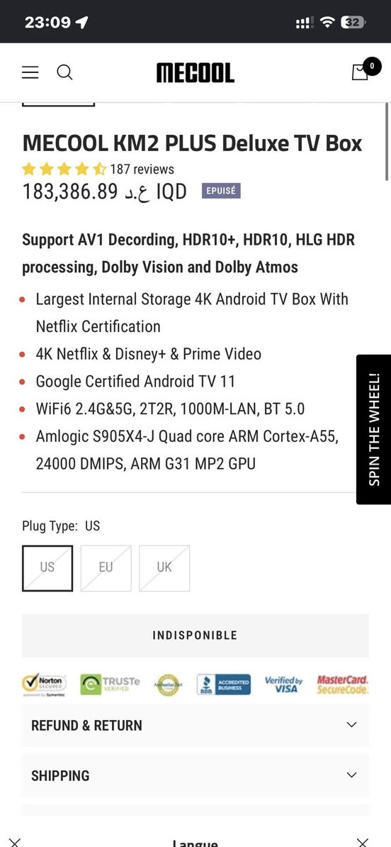 MECOOL KM2 PLUS Deluxe TV Box ١٢٠ الف


**إذا كنت صاحب هذا الإعلان وتريد حذفه لأي سبب، رجاءا أرسل رسالة إلى الدعم الفني**