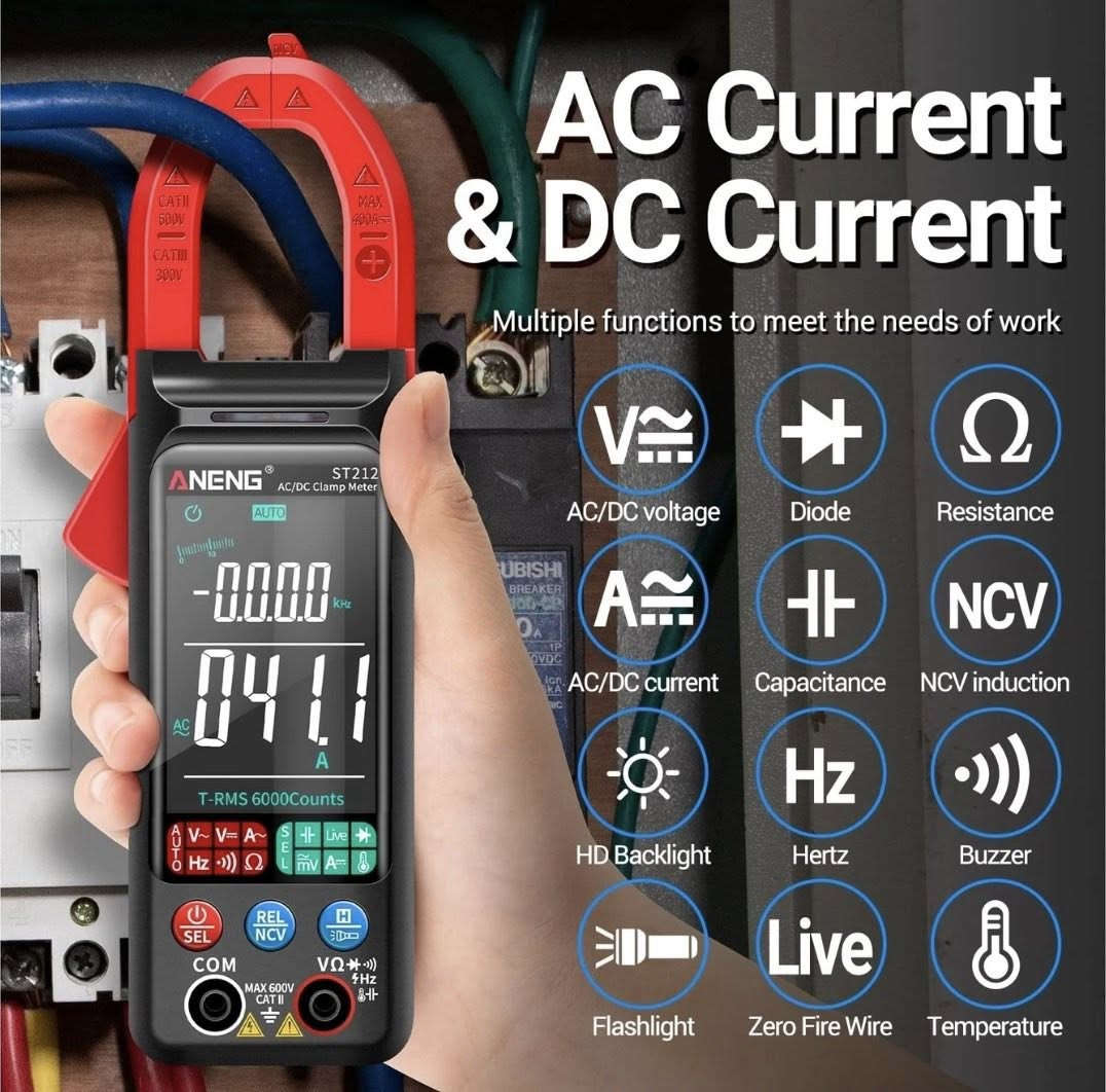 ANENG ST212 كلاميتر رقمية •
4 أهم المميزات:
قياس التيار والفولتية AC/DC باستخدام الكلامب بدون قطع السلك
True RMS مع عرض Counts 6000 شاشة رقمية واضحة بدقة قياس الفولتية الدقيقة (mV) والمقاومة والدايود والسعة فحص الأسلاك الحية (NCV) بدون تلامس لسلامة أعلى قياس التردد HZ ودرجة الحرارة
خاصية تثبيت القراءة (Data Hold)
إطفاء تلقائي لتوفير البطارية
إضاءة LED للعمل في الأماكن المظلمة
شاشة قابلة للعكس لسهولة القراءة في الاتجاهات المختلفة
سعر 35,000 الف دينار
لحجز: ***********
