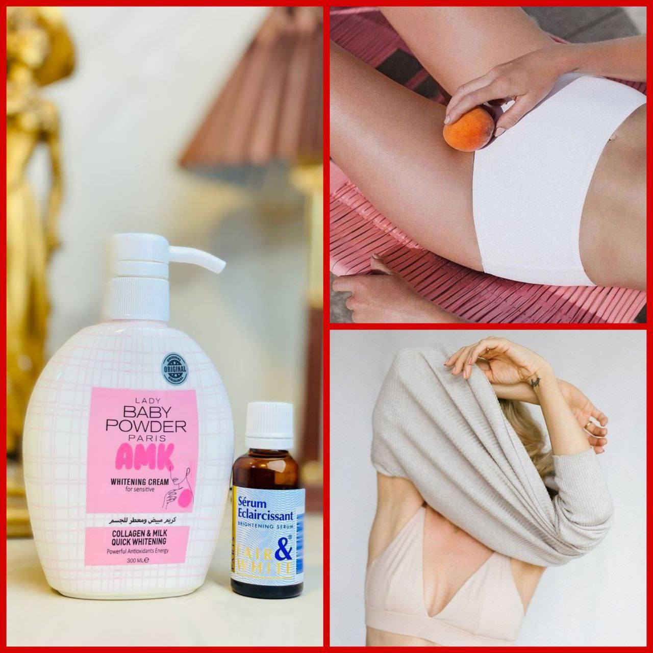 🌸مكس يسوي جسمج گطن ابيض ثلج وصافي وعطرة يجنن🌸
يتكون من كريم AMK وسيروم Fair & White 
يبيض بسرعة، يرطب، ويخلي ريحة جسمج تجنن 🌸
تره النعومة والبياض صايرين سهلين ويا هالمنتجين 💯

🌸سيروم  التفتيح الفرنسي
سيروم مبيض جسم ومناطق_حساسه_الفرنسي الاصلي منتج  رهيب ترطيب وتبييض الاول بالتفتيح 🎀🌸
(مصل الاشراق  العالمي) مفتح ومورد للمناطق الحساسه 
✔ تبييض المناطق الحساسة والداكنة بالجسم
✔ يوحد لون البشرة 
التقشير  الطبيعي 
✔منتج غني جدا بمكوناته المميزة الفاخرة يستخدم لأي منطقة ترغبون بتفتيحها بالجسم☺
وبالأخص المناطق الحساسه
 هذا المنتج فعال 100%
خالي من العطور و لا يسبب اي حساسية

‏Baby_Powder 🌸
كريم  مبيض ومعطر للجسم وللمناطق الحساسة 🎀
موبس يبيض ويورد وانما يعطر المنطقة بريحة البودرة والورود
مكوناته طبيعية ميسبب اي تحسس او حكة 👙
مبيض مناطق حساسه ومعطر 
منتج كلش قوي لعوامل الاكسده مابين الفخذين
سعر السيروم ١٠ الاف
سعر الكريم ٨ الاف 
سعر العرض ١٥ الف 
🚘يوجد خدمة توصيل لجميع محافظات العراق ٤ الاف🚘


**إذا كنت صاحب هذا الإعلان وتريد حذفه لأي سبب، رجاءا أرسل رسالة إلى الدعم الفني**