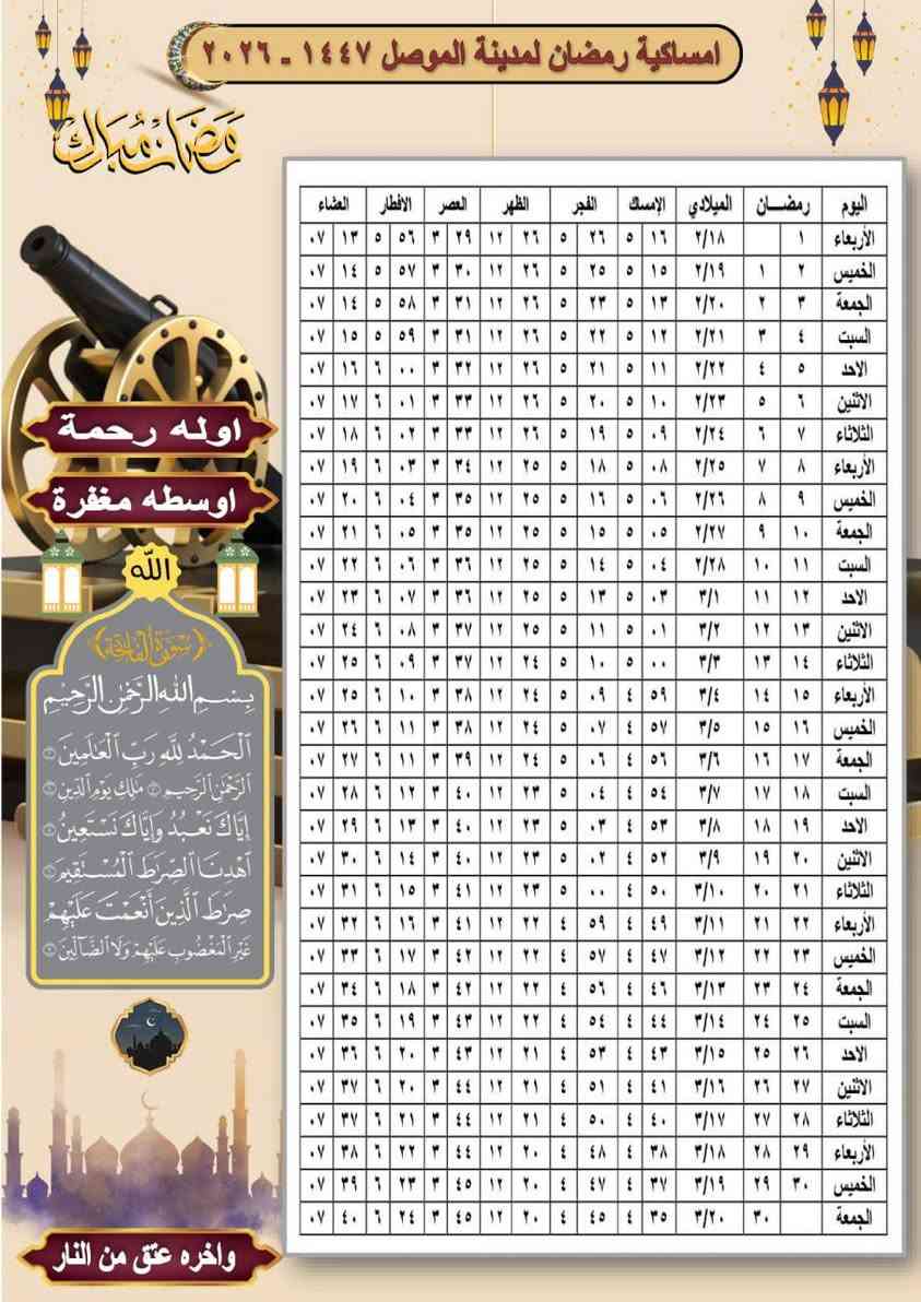 طباعة امساكيات داخل الموصل النقل علينا 
100 امساكية ورق ارت لماع بسعر 12 الف 
100 امساكية ورق استنساخ بسعر 10الف 
للتواصل واتساب ***********
النقل علينا داخل الموصل فقط
ولدينا نماذج اخر ولكن بعد الطلب 
تشوف تصميمك ونطبعلك ونوصل الى مكانك داخل الموصل وتدلل
