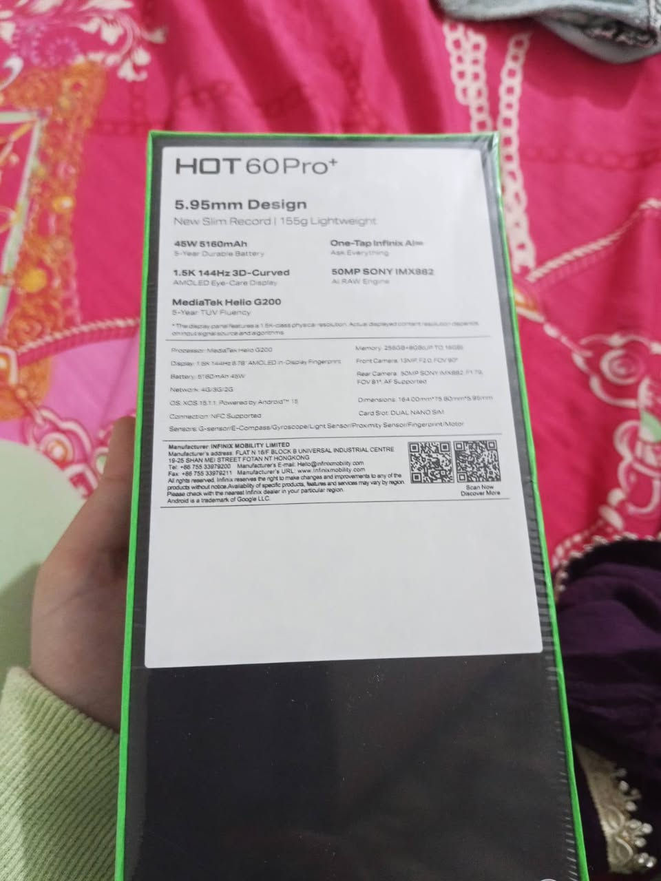 سلام جهاز  بلس Hot 60 pro ذاكره عمالقة 256 عشوائية16 بعده ما مفتوح أخذته ب 285 واريده ب260 لأن اجاني جهاز غير هدية مكاني حي الجامعة ***********
