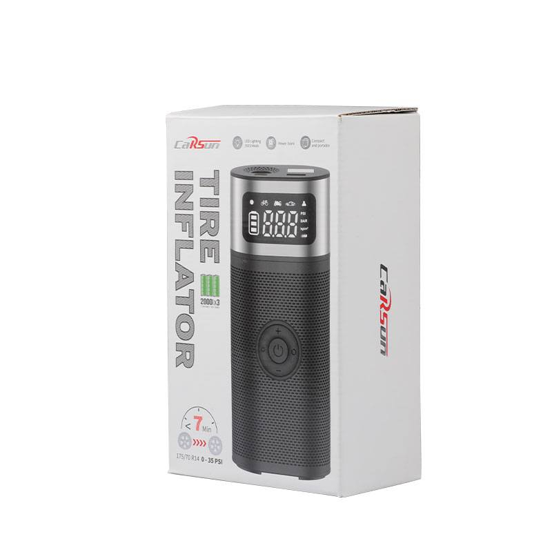 هو منفاخ إطارات محمول من العلامة التجارية Carsun، ويتميز بالتالي: 
ضغط أقصى: يصل إلى 150 PSI.
شاشة رقمية: لعرض وضبط ضغط الإطارات بدقة.
متعدد الاستخدامات: مناسب لإطارات السيارات، الدراجات النارية، الدراجات الهوائية، والكرات.
إضاءة LED: مدمجة للاستخدام في حالات الطوارئ أو في الظلام.
ميزات إضافية: يحتوي على خاصية الإيقاف التلقائي عند الوصول للضغط المطلوب ويمكن استخدامه كبنك طاقة
25الف


**إذا كنت صاحب هذا الإعلان وتريد حذفه لأي سبب، رجاءا أرسل رسالة إلى الدعم الفني**