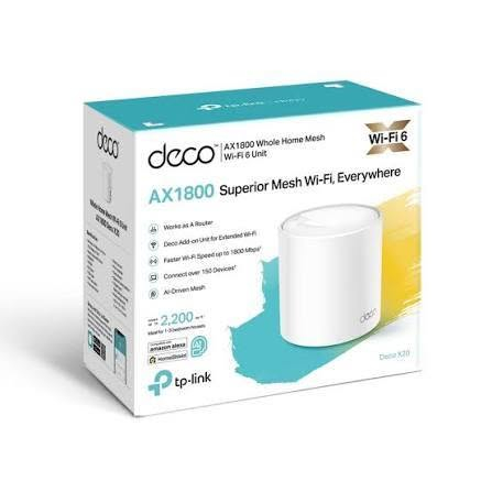 لبيع غراض جديده
TP-Link Deco X20 AX1800 Whole Home Mesh Wi-Fi 6 System 1-Pack
سعر
82 الف

TP-Link Deco X20 AX1800 Whole Home Mesh Wi-Fi 6 System 2-Pack
سعر
155 الف

TP-Link Deco X20 AX1800 Whole Home Mesh Wi-Fi 6 System 3-Pack
سعر 
215 الف
TP‑Link Deco X10 WiFi 6 1‑Pack
سعر
65 الف
TP-Link Archer AX23 AX1800 Dual Band WiFi6 Router Gaming
سعر 57 الف


**إذا كنت صاحب هذا الإعلان وتريد حذفه لأي سبب، رجاءا أرسل رسالة إلى الدعم الفني**