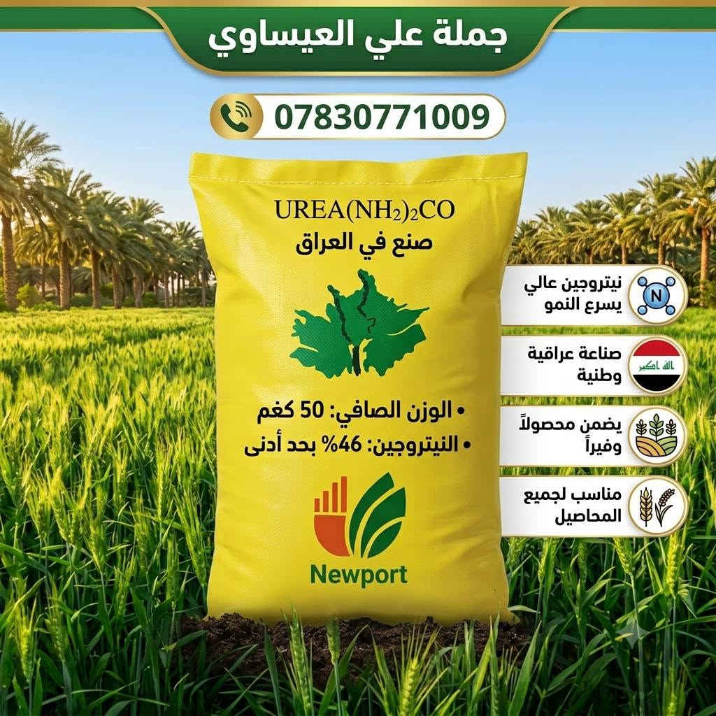 تم وصول كميات كبيرة من اليوريا العراقي درجة أولى وبسعر مغري جداً مناسب وتوصيل مجاني جملة ومفرد 
#يوريا_عراقي
#نتروجين_46٪
للاستفسار اتصال
#توصيل_مجاني 
توصيل كميات 
#اسعار_جملة
  العنوان بابل الكفل
اتصال على الارقام التاليه 
***********
***********
.ج.
