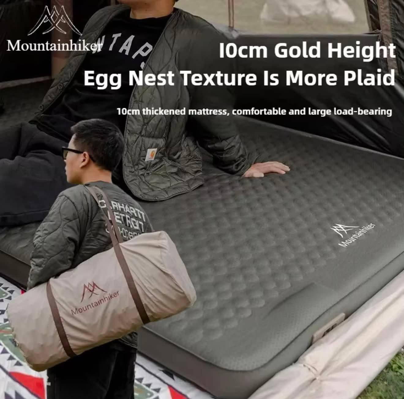 السلام عليكم للبيع دوشك او المرتبة الهوائية ذاتية النفخ للتخييم من ماركة Mountainhiker 
تتميز هذه المرتبة بوجود مضخة (بم شحن) 
 وتصميم داخلي يدمج بين الهواء والإسفنج عالي المرونة لراحة فائقة في الرحلات والتخييم او في المنزل 
الحجم عند الفرد: 200 طول × 140 عرض × 10 ارتفاع
الحجم عند التخزين: 25 × 39 × 65 سم (مدمجة وسهلة التنقل).
الارتفاع (السمك): 10 سم (يوفر عزلاً ممتازاً عن الأرض ودعماً مريحاً للظهر)
الوزن الصافي المخصص لشخصين: 3.7 كجم.اللون: أخضر كلاسيكي / زيتيوني و اللون البيجي الكاكي 
المواد المصنعة (الخامات)النسيج العلوي (الوجه): قماش مرن 30D مطور وناعم على البشرة.
الحشوة الداخلية: إسفنج مرن بضغط 16D يعود لشكل الطبيعي بسرعة (High Rebound Sponge).
النسيج السفلي (القاعدة): بوليستر بونجي 75D متين ومقاوم للتمزق والرطوبة الأرضية.
تواصل خاص او *********** واتساب
