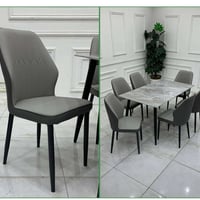 ميز طعام • ٦ كراسي • مرمر بورسلين