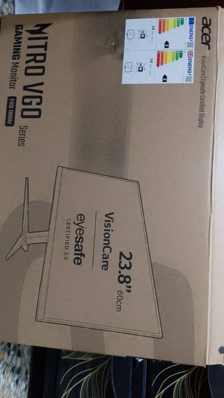 السلام عليكم شاشة ايسر نايترو acer vg240y 1080p 180hz 0.5ms HDR 10 حجم 24 
السعر 175 الف مكاني البلديات 
للاتصال واتساب الرقم ***********
