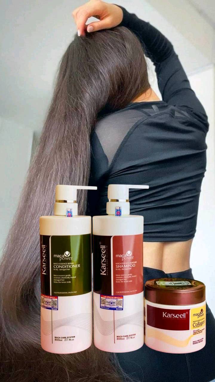 مجموعة العناية بالشعر من كارسيل الإيطالية 🇮🇹💯Karseell Maca Care System، والتي تتكون من شامبو + بلسم + ماسك الكولاجين  ، حلاً مخصصاً لإصلاح الشعر الجاف والتالف كيميائياً، وهي غنية بمكونات طبيعية مثل مستخلص الماكا وزيت الأرغان والكولاجين والأعشاب. 

الفوائد الرئيسية
✔️ تساعد المكونات الغنية، خاصة زيت الأرغان وفيتامين E، على ترطيب الشعر بعمق ومنع الجفاف.
✔️وتعمل تركيبة الكولاجين على إعادة بناء وتقوية بنية الشعر من الداخل، مما يقلل من التقصف ويحسن المرونة.
✔️ تمنح المجموعة الشعر نعومة فائقة ولمعاناً جذاباً، وتساعد في التحكم بالتطاير.
✔️ يوفر حماية من أضرار الأشعة فوق البنفسجية والحرارة الناتجة عن التصفيف والعوامل البيئية.
✔️ على الرغم من أنها مثالية للشعر الجاف والتالف، إلا أنها مناسبة لجميع أنواع الشعر، بما في ذلك الشعر المصبوغ والمعالج كيميائياً. 
✔️تحتوي المنتجات على مزيج من المكونات المختارة بعناية: 
مستخلص الماكا الذي يعزز صحة الشعر ويدعم نموه الصحي.
✔️زيت الأرغان يرطب ويغذي الشعر بعمق ويمنحه اللمعان.
✔️والبروتينات المتحللة مثل بروتين القمح والكيراتين، تعمل على تقوية ألياف الشعر وإصلاحها.
✔️هذه المجموعة خالية من الكبريتات والبارابين والفوسفات.
#الاصلي المنشأ إيطالي 🇮🇹💯
سعر البكج الثلاثي الكامل 45مع التوصيل لكافه المحافظات 
