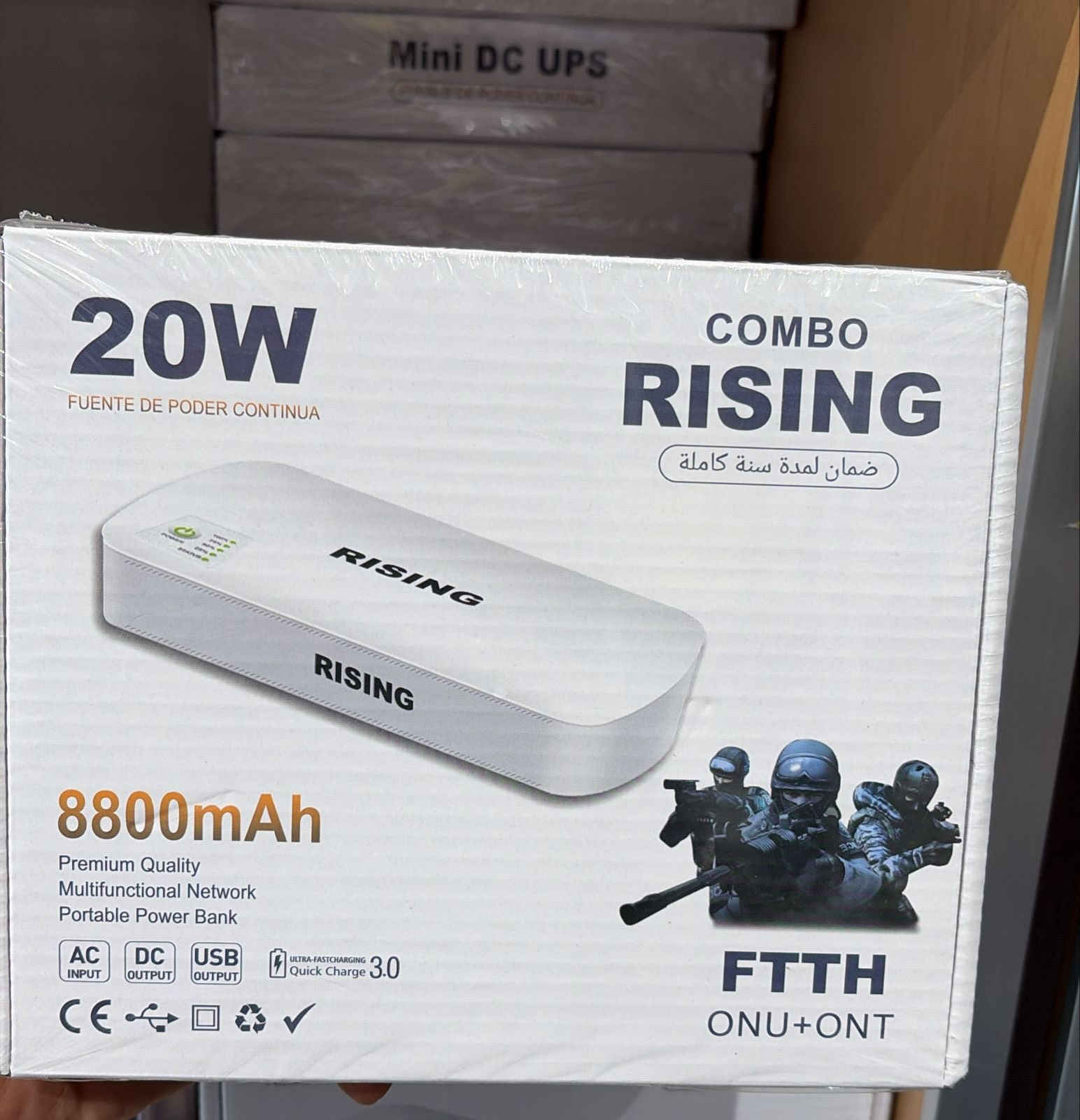 ✅✅Mini DC UPS من RISING✅✅
⚙️المواصفات :-

القدرة: 20W
 • سعة البطارية: 8800mAh
 • الاستخدام: تشغيل
 • الراوتر
 • ONU / ONT
 • أجهزة الشبكات الصغيرة
 • المخارج:
 • DC Output
 • USB Output
 • يدعم Quick Charge 3.0

🔋يشغل من 6الى 8 ساعات 
📦يوجد توصيل جميع محافظات العراق 
☎️‏‭0771 078 7700‬
