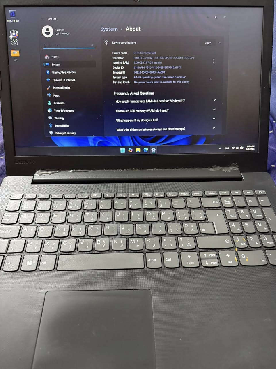 لابتوب Lenovo IdeaPad 130-15IKB للبيع السعر 100 الف قفل مواصفات جهاز  ram 8 GB ddr4 الهارد 128 GB نوع SSD البروسيسور Core i3 الجيل الثامن الابتوب يعمل بنظامين بنفس الوقت  ممكن تختار وندوز 11 او ماكنتوش سوناما الجهاز مال شغل جماعه الموبايلات يفيدهم بي برامج الايكلود على نظام الماك بطاريه جهاز تكفي تقريبا ساعتين الديفيدي شغال حجم شاشه 15 جهاز كله شغال بدون مشاكل مال شغل وكراب وجهاز سعره بسوك اكثر بهواي من السعر العارضه بس ملاحظه بسيطه شاشه بيها شويه رطوبه وممبينه ولاماثره نهائيا نظافه جهاز 80‎%‎ تقريبا مكاني بغداد الجديده للاستفسار *********** سبب البيع اشتريت جهاز احدث وممحتاج هذا
