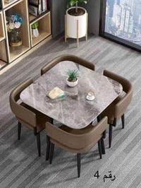 ميز طعام • ٤ كراسي • سطح مرمر