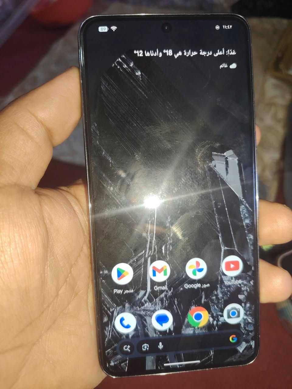 السلام عليكم كوكل بكسل لبيع 8 برو الذكره 512 السعر 650 الف المكان البياع رقم التلفون ***********
