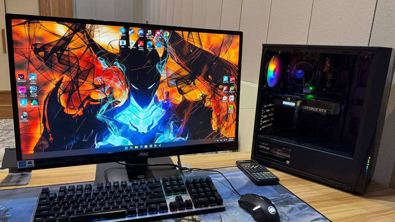 السلام عليكم 
PC للبيع مكاني بغداد  التواصل عبر واتساب ورصيد 
***********
المواصفات :
M.B:- H410M H V3 GIGABYTE 
CPU:- CORE i5-10400F
GPU:- RTX 3060 GEFORCE 
RAM:- 8GB 2133MHZ corsair X2
P.S :- 650 WATT ROCKET
M.2 :- 256 GB KINGSTON 
HDD :- 1Tb
MOUSE :- REDRAGON M601 rgb
KEYBOARD :- MEETION MK007 
MONITOR :- AOC 60HZ 27 INCH
