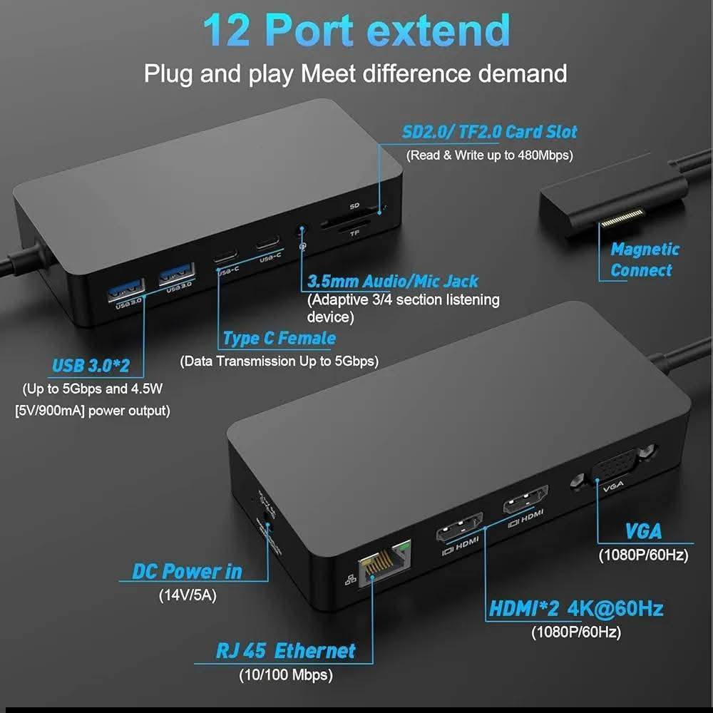 ((📦)). 
قاعدة شحن سيرفس برو مايكروسوفت - ضمان لمدة عام - 12 في 1 شاشة عرض ثلاثية مزدوجة 4K HDMI + VGA، قواعد سيرفس لسيرفس برو 11/10/9/8/X/7/6، لابتوب سيرفس 7/6/5/4/3، سيرفس بوك


**إذا كنت صاحب هذا الإعلان وتريد حذفه لأي سبب، رجاءا أرسل رسالة إلى الدعم الفني**