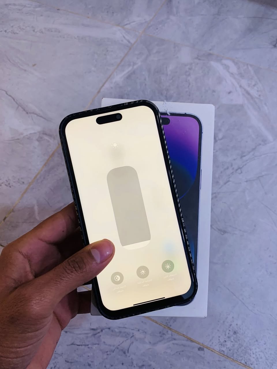 —سعر الجهاز 575💵__⚠️‼️
1️⃣ ايفون14  برو ماكس 
     ذاكره 256  / 79 ✅

2️⃣⚠️الجهاز مستبدل شاشه (فيس ايدي شغال ) ❌

3️⃣ ❗️الجهاز  (دبل خط ) + كامل ملحقات ✅.

4️⃣  مكاني حله + يتوفر توصيل    واتساب *********** ✅.
