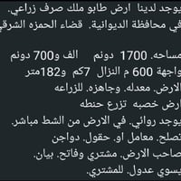 قضاء الحمزه الشرقي • ارض زراعي • بيع كامل
