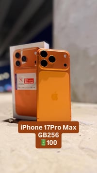 ايفون 17برو ماكس شريحه فعاليه الذاكرة 256 اللون برتقالي  🔋100% العنوان...