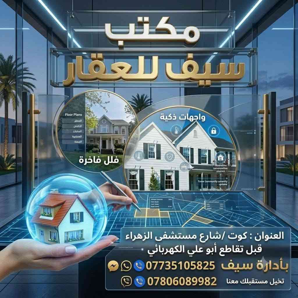ياالله 
            السلام عليكم 
🔶️يعلن مكتب سيف للعقار🔶️
عن وجود قطعة ارض للبيع في منطقة الجيازنه 
______________________
رقم القطعة : 15741 🏝
المساحة : 200م 🏕
عرض الشارع : 15م
الميزه : على ساحة خضراء
السعر : 15 مليون قابل للتفاوض
القانونيات : 💼سند وكالة محامي  تحويل مباشر بسمك في دائرة التسجيل العقاري مرتسم توضيحي 👍
 ______________________
عنوان المكتب/ شارع مستشفى الزهراء قبل تقاطع ابو علي الكهربائي على جهة اليسار 
______________________
للإستفسار الاتصال على الأرقام التالية 
*********** اتصل + واتساب 
*********** اتصل فقط
