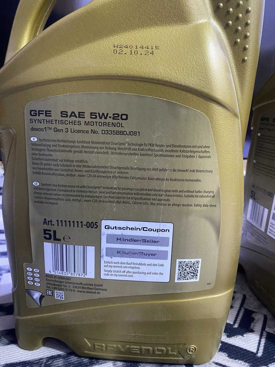 دهن رافينول 5w20 دبتين وياهن فلتر اصلي مال جارجر السعر 100 الف


**إذا كنت صاحب هذا الإعلان وتريد حذفه لأي سبب، رجاءا أرسل رسالة إلى الدعم الفني**