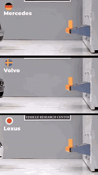 اختبارات التصادم بسرعة 64 كم/ساعة . Mercedes ، Lexus ، Volvo .  تواصل ...