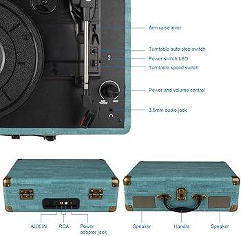 هذا المنتج عبارة عن مشغل أسطوانات فينيل محمول (جرامافون) بتصميم حقيبة عتيق.
يحتوي على سماعات ستيريو مدمجة وتقنية بلوتوث لتشغيل الموسيقى لاسلكياً من الهواتف الذكية. 

يدعم ثلاثة سرعات تشغيل للأسطوانات: 33، 45، و 78 دورة في الدقيقة. 

يتضمن منافذ متعددة مثل USB، AUX، ومخرج سماعات الرأس. 
سعرك وبلعافيه


**إذا كنت صاحب هذا الإعلان وتريد حذفه لأي سبب، رجاءا أرسل رسالة إلى الدعم الفني**