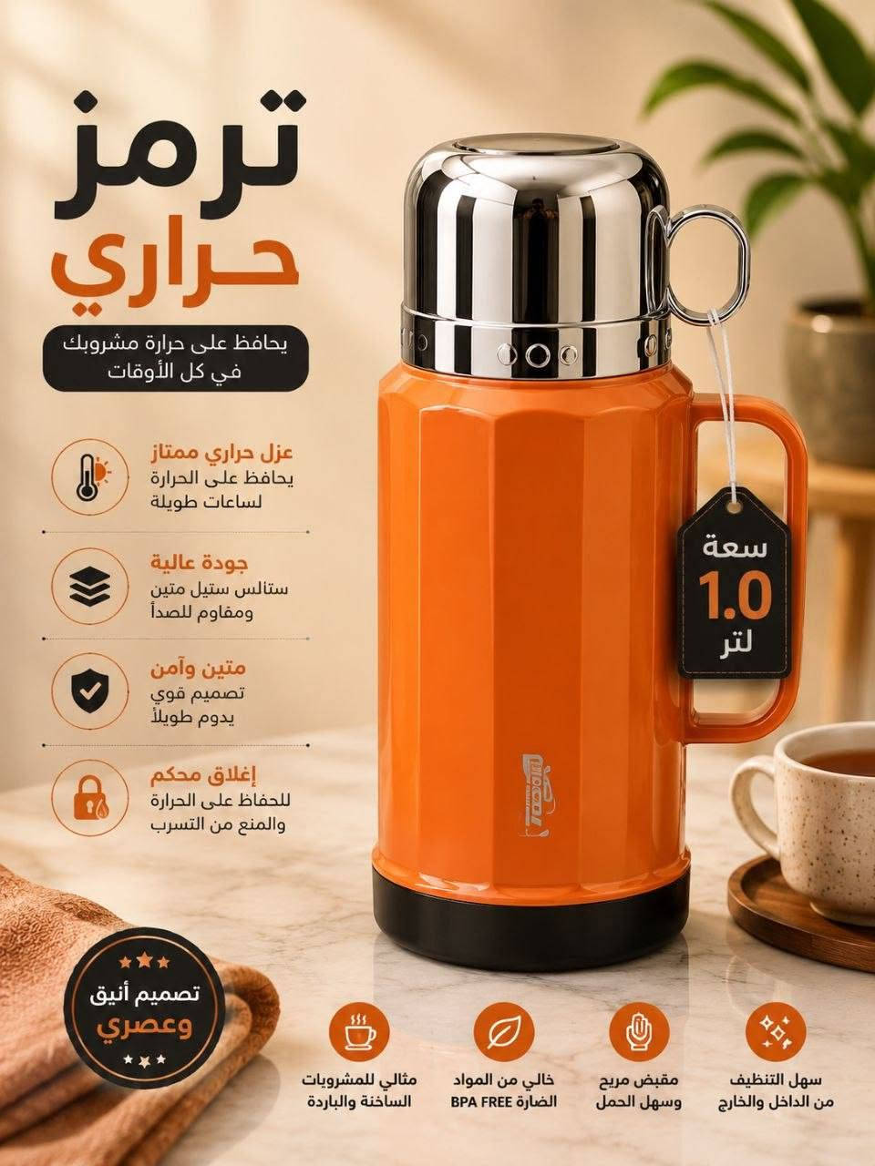 ✨ ترمز حراري – سعة 1.0 لتر ✨
خلك مستمتع بحرارة مشروبك بكل وقت ☕❄️
ترمز عملي بتصميم أنيق يحافظ على الحرارة والبرودة لساعات طويلة 🔥🧊
✔️ سعة 1.0 لتر
✔️ يحافظ على الحرارة لفترة طويلة
✔️ ستانلس ستيل عالي الجودة
✔️ غطاء محكم ضد التسرب
✔️ مناسب للبيت والسفر والعمل

السعر 15 المجر الكعبي, ميسان


**إذا كنت صاحب هذا الإعلان وتريد حذفه لأي سبب، رجاءا أرسل رسالة إلى الدعم الفني**