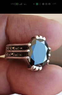 خاتم فضة • مقاس ٢٠ • حجر أسود