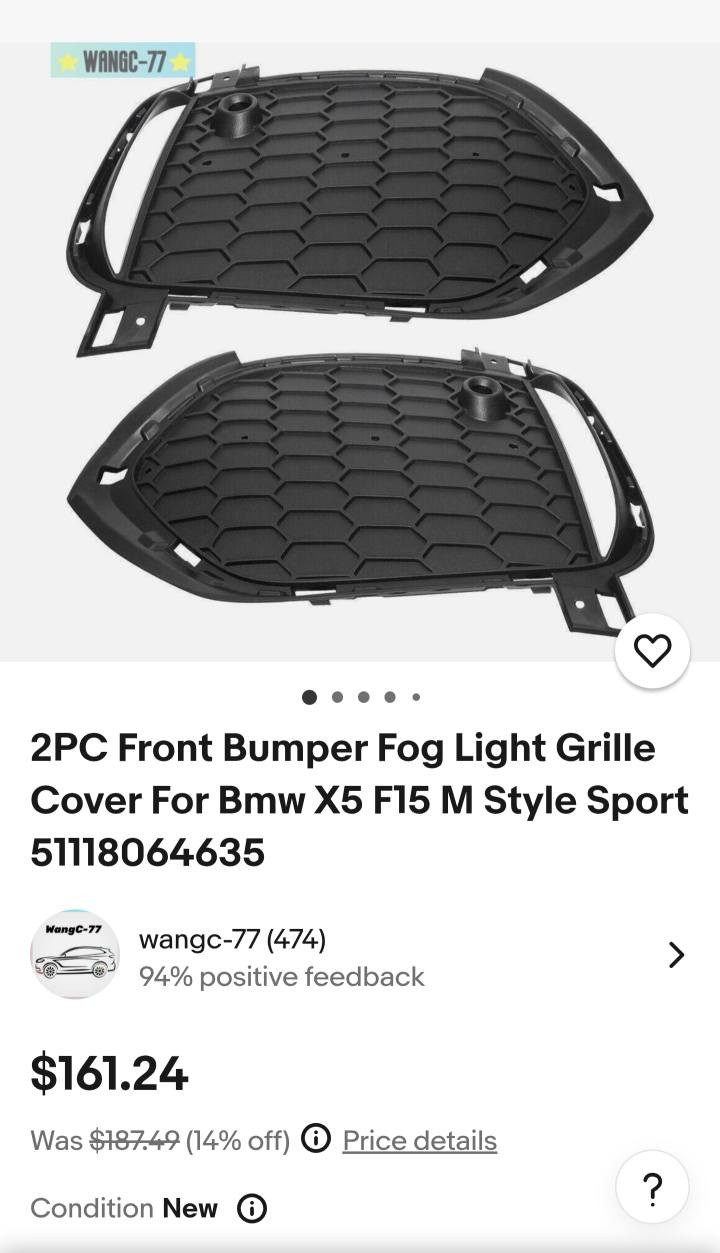 العنوان: غطاء شبك كشافات ضباب (جريل) لسيارة BMW X5 F15 - M Style
للراغبين بتحديث مظهر السيارة الأمامي وتحويلها إلى الشكل الرياضي الجذاب (M Sport):
​متوافق مع: سيارات BMW X5 F15 المزودة بصدام (M-Style Sport bumper).2014-2018
​رقم القطعة (Part Number): 51118064635
​التصميم: شكل خلية النحل (Honeycomb) باللون الأسود المميز، يضفي لمسة رياضية قوية.
​الجودة: جودة عالية جداً، ومطابق لقياسات الوكالة (Perfect Fitment).
​ملاحظة: التركيب سهل جداً ولا يحتاج إلى أي تعديلات على الصدام.
​💰 السعر: 60
📍 الموقع: توصيل لجميع محافظة 
📞 للتواصل والاستفسار: ***********
