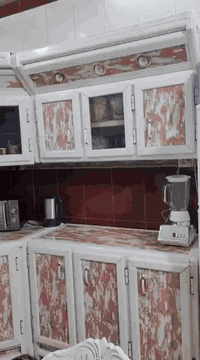 كاونتر المنيوم 5 مترات ونص مع الملاحق السنك متر ونص وقاعدة طباخ متر مع...