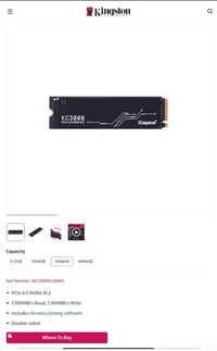 متوفر / Kingstone kc3000..(NEW)✅ 2TB PCle4 Nvme M.2 واتساب 07818104428...