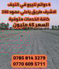 النجف طريق الزوار • ٤ دونم • شارع 15م