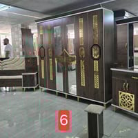 غرفة نوم ميلامين • تخت ١٥٠×١٩٠ • خزانة ٦ أبواب