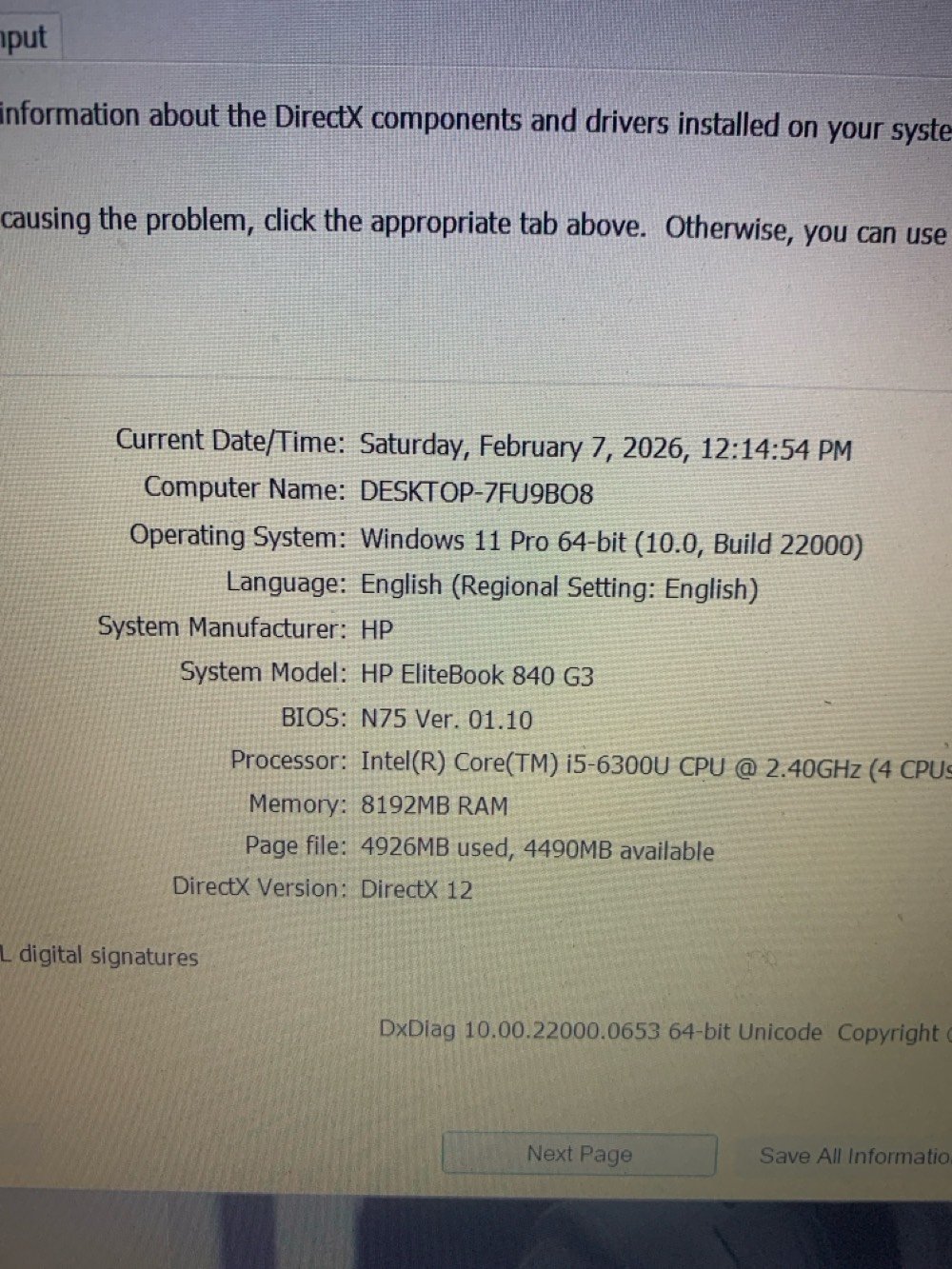 اللابتوب المعروض للبيع هو HP EliteBook 840 G3. يشتغل على نظام ويندوز 11 برو. المواصفات تشمل معالج Intel Core i5-6300U وذاكرة رام سعة 8 جيجابايت. التخزين يتم عبر هارد SSD بحجم 250 جيجابايت. اللابتوب في حالة جيدة وممتاز للاستخدام في الأعمال والدراسة. 

يوجد شاحن مع الجهاز وبدون أي مشاكل ظاهرية.