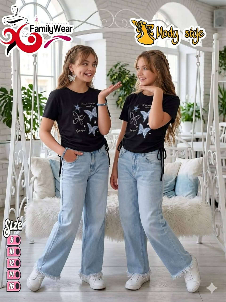 *بسم الله الرحمن الرحيم*
💪💪💪💪💪💪
*عدنا من جديد وانطلاقة مميزة كالعادة ل*
    *براند Family Wear*

*فى موسم الصيف  2026*

*موديل محير بناتى للعيد الكبير*

💓 *التفاصيل*💓

  *تيشرت سنجل ليكرا طباعه ثابته وشداد من الجانب* *بنطلون وايد ليج  مشنشر من حرف الرجل جينز رباعيه11ونص اونز*

🥰 *مقاساات* 🥰
*8* 
*10*
*12*
*14*
*16*

💓 *الالوان* 💓
*الوان العرض*

*الدسته15قطعه*

 *سعر القطعه فى الدسته*

*خصم خاص للمكاتب والمحلات*


**إذا كنت صاحب هذا الإعلان وتريد حذفه لأي سبب، رجاءا أرسل رسالة إلى الدعم الفني**