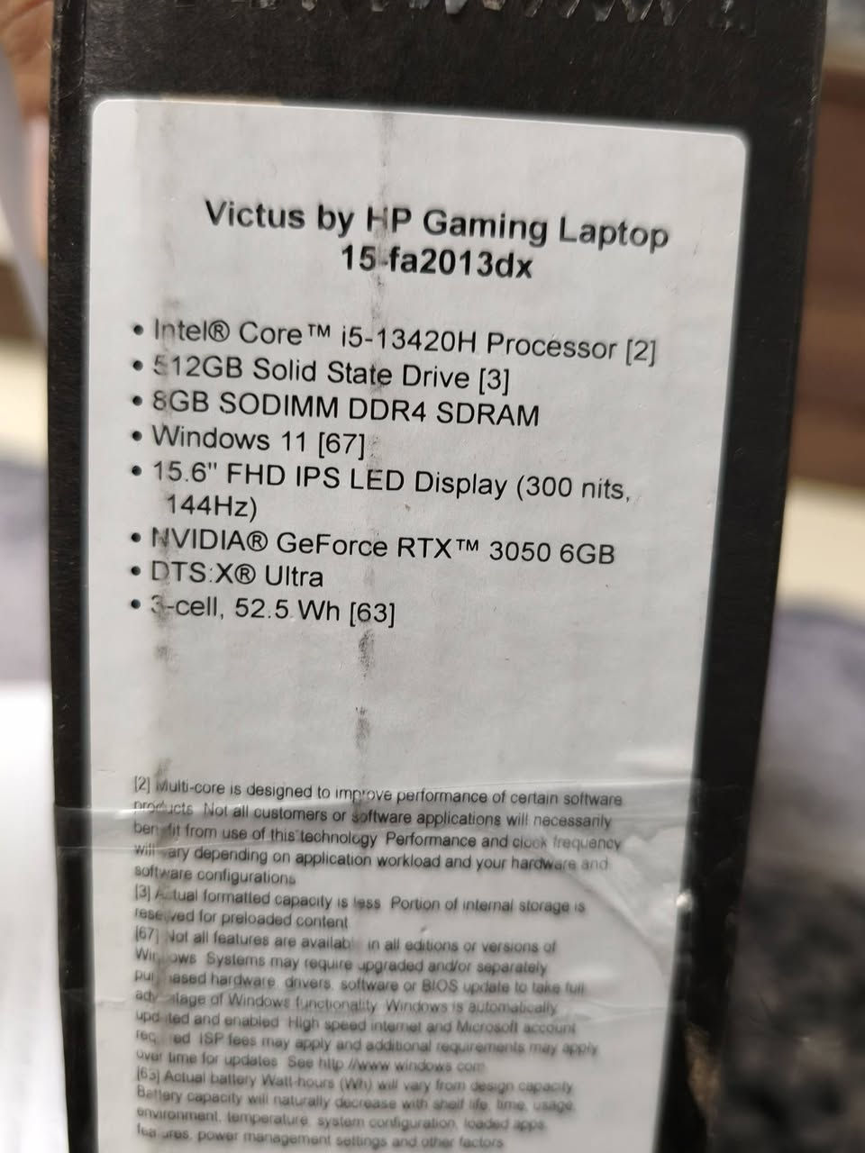 لابتوب hp victus مستخدم 16 ساعة فقط
Cori 5 Hجيل 13 
Rtx 3050 6G

Ram 8 G ddr4

Hard 512 ssd

شاشة 15.6 Fhd 

144 hz

صارلي 5 ايام من اشتريته جديد ونظيف


**إذا كنت صاحب هذا الإعلان وتريد حذفه لأي سبب، رجاءا أرسل رسالة إلى الدعم الفني**