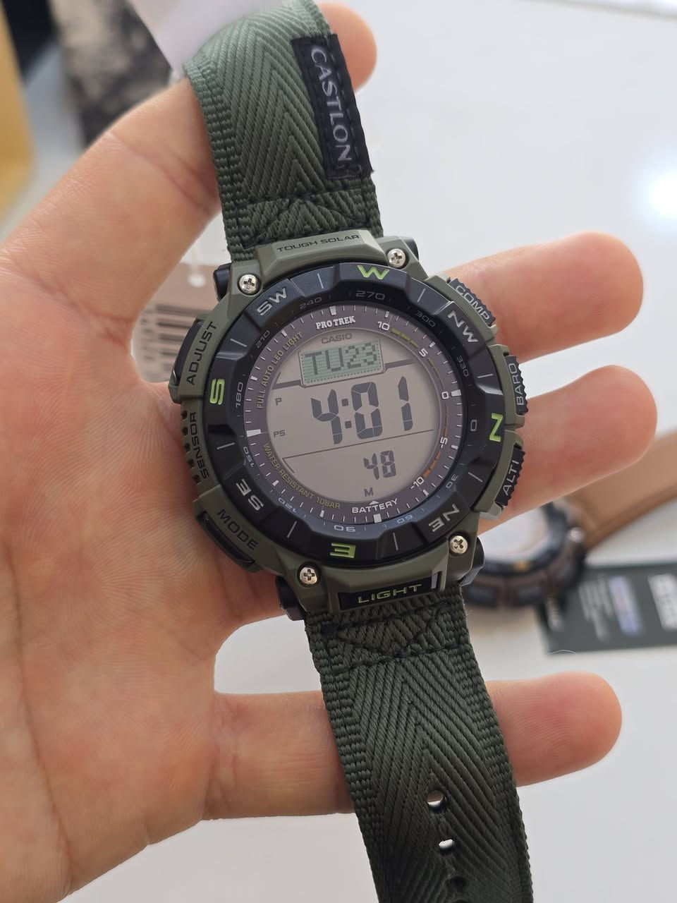 كاسيو - CASIO Watch 
⬛ [موديل:PRG-340B برو تريك] صنع في تايلند 

❗️أصلي ضمان دولي لمدة عامين من تاربخ الشراء 
✉️ شحن داخل العراق  
تواصل واتساب ***********☎️
⠀.........................................

⬛️ الحركة: طاقة شمسية solar power
⬛️ سلسلة: PRG-340B_PRO TREK
⬛️ مقاومة الصدمات
⬛️ سهولة الرؤية في الظلام ضوء LED
⬛️ مستشعر قياس ضغط جوي وارتفاع 
⬛️ مستشعر قياس درجة الحرارة 
⬛️مستشعر بوصلة تخبرك باتجاهك
⬛️ مستشعر توفير الطاقة في الظلام 
⬛️5 منبهات يوميا مع منبه غفوة 
⬛️مؤشر احتياطي الطاقة 
⬛️طوق اتجاهي دوار
⬛️ تصميم رياضي 
⬛️الساعة مقاومة للضروف الجوية مصنوعة من مواد حيوية
⬛️ لون غير لامع رائع MATTE
⬛️ السير: راتنج قماش الياف طبيعيةCASTLON  للأخضر.. وجلد طبيعي مقاوم حراري للون بني الكايوتي 
⬛️ الزجاج: زجاج معدني
⬛️ مقاوم للماء: 10 بار
⬛️ القطر:  51.7 ملم
⬛️ الوزن: 55 غرام
⬛️ الجنس: ذكر
⭐️ الأكثر مبيعاً.....
[🚫 لا نعمل بالكوبي والصيني والمجدد ]
#شكراً_لاختياركم_كاسيو
