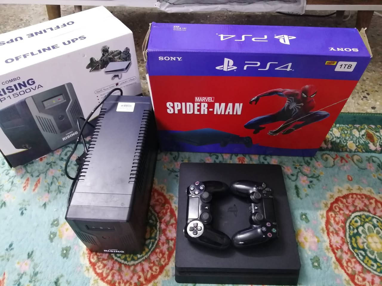 🔥 للبيع بلايستيشن 4 سلم (Slim) 🔥
🎮 السعة: 500GB
🌍 الريجن: 2 (أوربي – شرق أوسط)
🛠️ النظام: 11.52 مهكر قرص
🔒 لوك  ستيكر 
✨ نسبة النظافة: 95% (شبه جديد)
📦 المحتويات:
عدد 2 يدات أصلية
7 ألعاب داخلة
الكارتون مو مال الجهاز
🔌 معى UPS 🔌
⚡ النوع: Combo Rising
⚡ القدرة: 1500VA
⚡ الموديل: GP1500VA
⚡ المدخل/المخرج: 220–240V
💰 السعر: 350,000 الف
📍 العنوان: بغداد
📞 للاستفسار أو الاتصال: ***********
💬 واتساب متوفر
