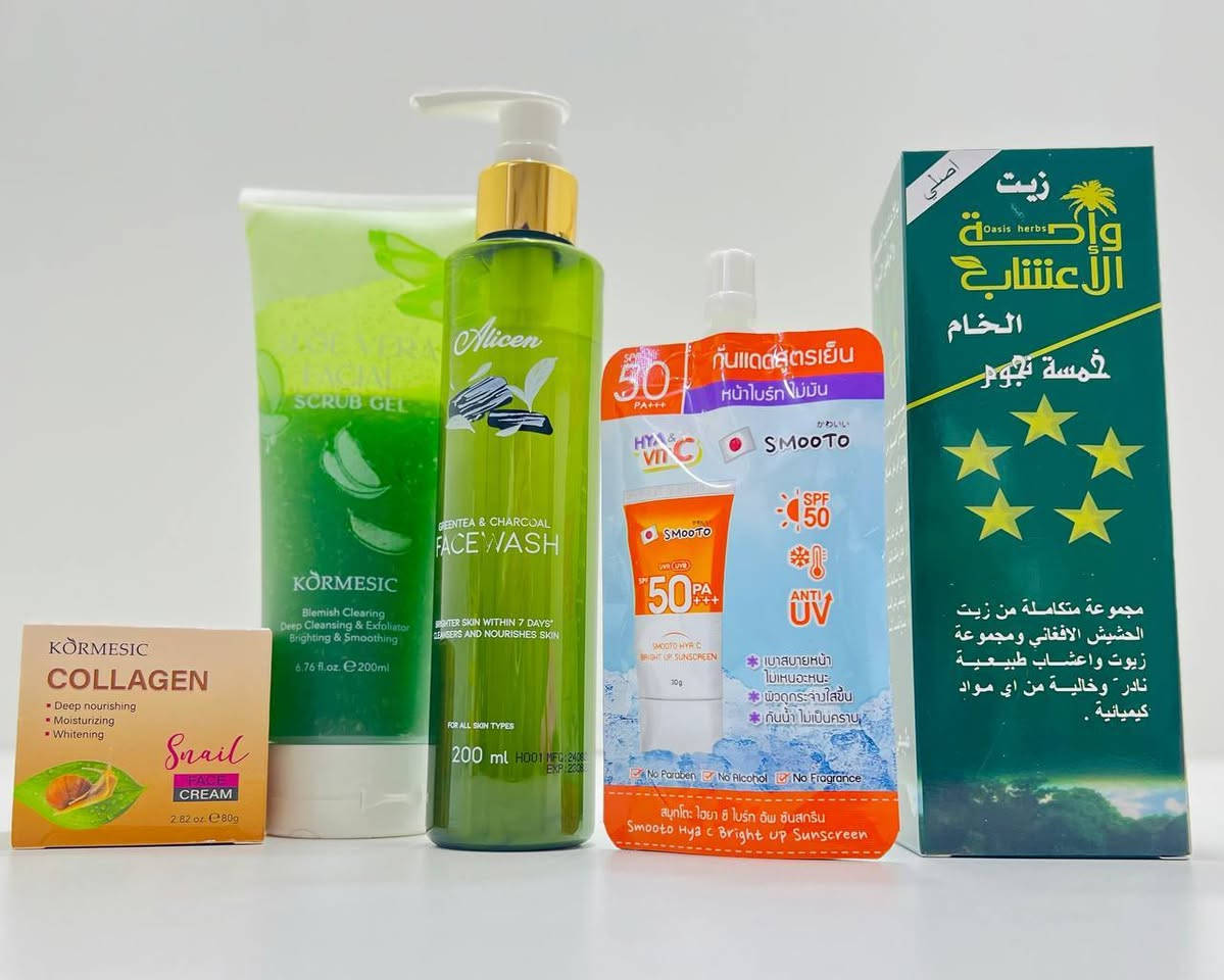 عنـاية بلـبشرة والـشعر 🦢💗✨

① كريم الكولاجين والحلزون لترطيب وتغذية البشرة.
② جل مقشر الصبار لتنظيف الوجه وإزالة الخلايا الميتة.
③ غسول الشاي الأخضر والفحم: لتنقية البشرة والتحكم بالدهون.
④ واقي شمس سوموتو (SPF 50): للحماية من الشمس وترطيب البشرة.
⑤ زيت واحة الأعشاب : زيت طبيعي لتغذية وتقوية الشعر.

سعـر الـعّـرض /  ٢٥ الف ❤️ 
التـوصيل الجميع المحافظات 5 
﹏﹏﹏﹏﹏﹏. 🩷⋆˚🧁✧˚.🎀


**إذا كنت صاحب هذا الإعلان وتريد حذفه لأي سبب، رجاءا أرسل رسالة إلى الدعم الفني**