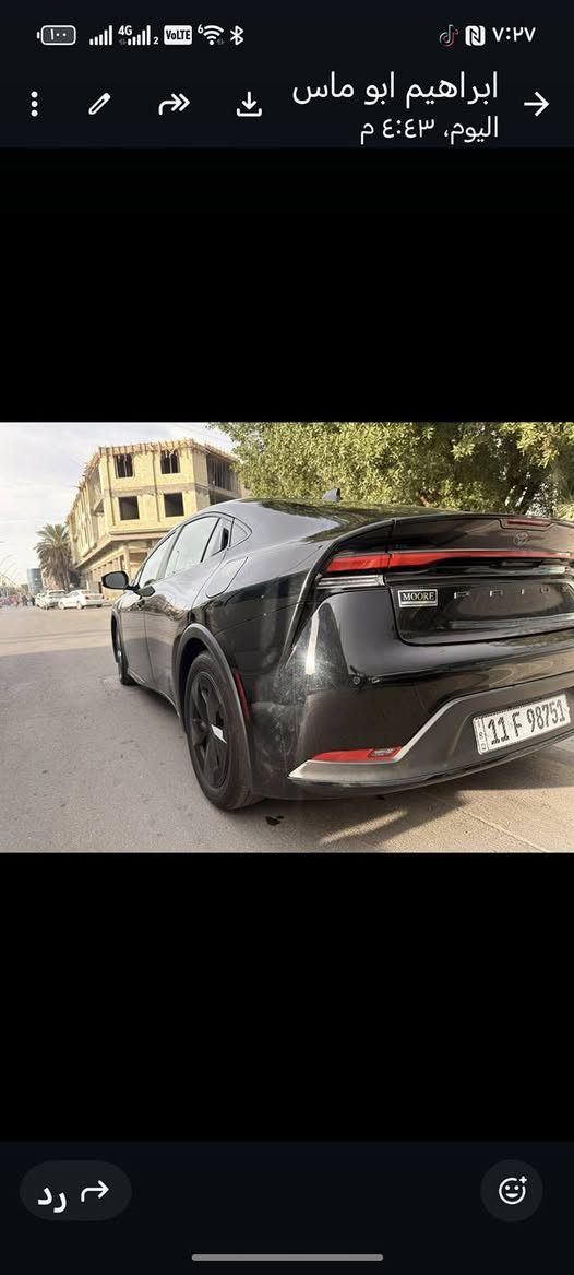 تويوتا بريوس موديل ٢٤ ماشيه اقل من ٨٠٠٠ مايل السياره جديده وجاهزه بدون نقص ضرر تبديل فقط بنيد بدون داخل شواصي لغود اير باك برده ستيرن طاك لون اسود بأسمي السعر ١٦٠$ الشراي يتصل محرك ٢٠٠٠  *********** اعظميه بغداد, العراق
