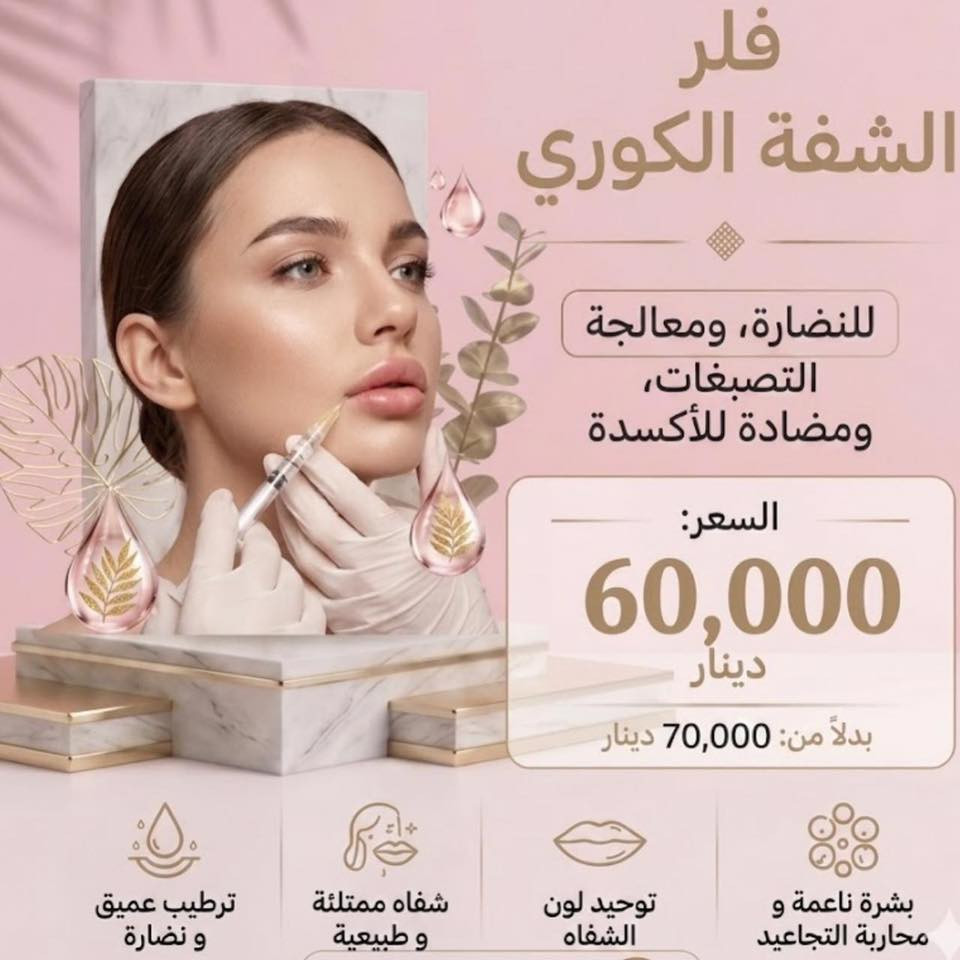 الجمال اللي تستحقينه.. صار أقرب لج! ✨
تعلن عيادة الدكتور عماد حسين الداغر عن افتتاح أبوابها لتقدم لكِ أحدث تقنيات عالم الجلدية والتجميل. ولأن فرحة الافتتاح ما تكمل إلا وياج، جهزنا لج أقوى العروض الحصرية ولفترة محدودة جداً! 🔥

🎁 عروض الافتتاح السحرية:

فحص بشرة + استشارة مجانية 🔬🩺 ← بـ 15 ألف بس!

فلر شفة كوري (رسمة طبيعية ومثالية) 💋 ← بـ 60 ألف بس!

بلازما النضارة الفورية (PRP) 🧪 ← بـ 15 ألف بس!

جلسة الـ Lemon Bottle السحرية 🍋 ← بـ 100 ألف بس!

تنظيف البشرة الملكي (هايدروفيشيل) ✨ ← بـ 20 ألف بس!

💡 ليش تختارين عيادتنا؟

إشراف طبي متخصص لضمان أمانج وسلامتج أولاً.

 أحدث الأجهزة العالمية ومواد أصلية وآمنة 100%.

📍 العنوان: الطوبجي - حي السلام - قرب كوكتيل البركة-مجمع ٤٤. 

📞 للحجز والاستفسار: راسلينا على رسائل الصفحة ✉️ أو اتصلي بنا على: ***********

العدد محدود جداً احجزي مكانج ! 🌸
