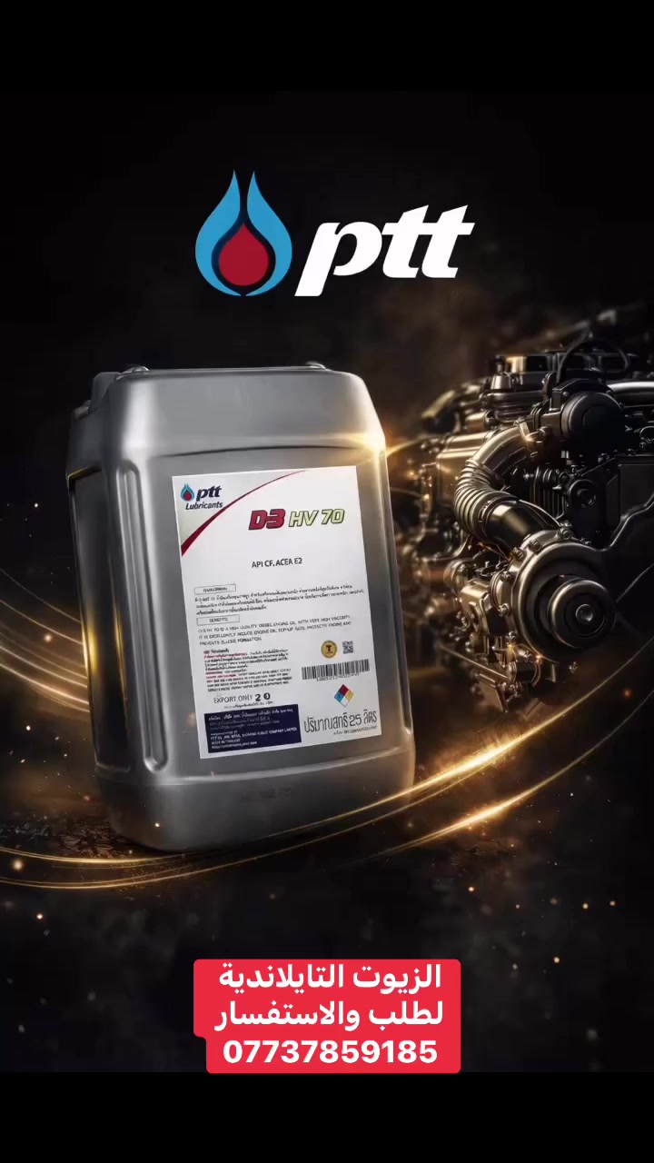 الزيوت التايلاندية الاصلية 
ضمان التشغيلي 360 ساعة ⏰
والمشي 10الاف كيلو متر 
زيوت اصلية مع شهادات عالمية المنشئ 
وهايدروليك التايلاندي الاصلي ضمان تشغيلي 1000 ساعة ⏰
ومتوفر اسعار جملة ومفرد لاصحاب المحلات والورش ومتوفر توصيل مجاني 
للطلب والاستفسار الاتصال على الرقم او مراسلة الصفحه او ارسال رسالة على واتساب 
المهندس محمد : ***********
العنوان بغداد الكرادة مجاور نادي المشرق
