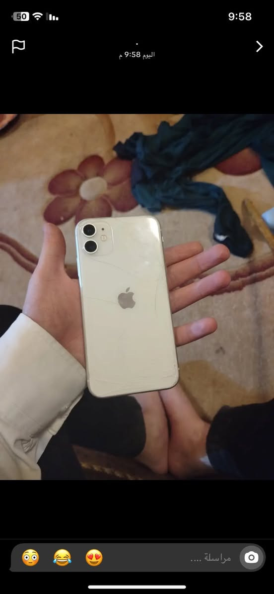 ايفون بس ضهره وضربه خفيه مو ب لزمه ما مفتوح ب 180 الجهاز نضيف كلش والضهر ما مأثر على شي والشاشه هم *********** هذا رقمي الي يريد يتصل
