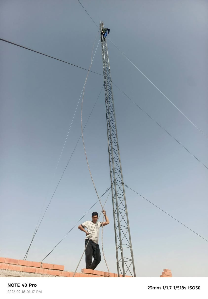 السلام عليكم تم تنصيب برج انكرستا وعمل واحد ارتفاع 21 متر والثاني 18 متر متوفر حديد ابو ال 35 وابو ال 45 شغلنا في كافه المحافظات تريد بس حديد موجود تريد كرستو عمل موجود شنو اللي تريده موجود ***********⚒️🪛🔧🔩📞🛻
