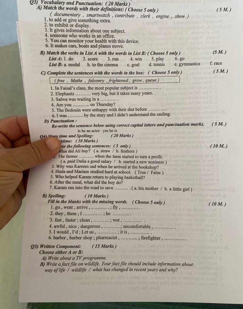 اسئلة اللغة الانكليزية للصف الثالث متوسط 
اسئلة سهلة جدا مقارنة بالسنوات السابقة 👌


**إذا كنت صاحب هذا الإعلان وتريد حذفه لأي سبب، رجاءا أرسل رسالة إلى الدعم الفني**