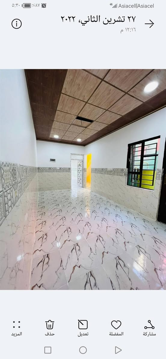 🏠 دار للايجار 🏠

دار للايجار في حي سومر منطقه 112 قرب مولدة الحديدي

مساحة الدار ١٠٠ متر بناء حديث

يحتوي على ١ نوم وهول واستقبال ومطبخ وكراج سياره وبيتونه وصحيات

للإستفسار الاتصال على الأرقام التالية

*********** محمد الحمداني
*********** محمد الحمداني
