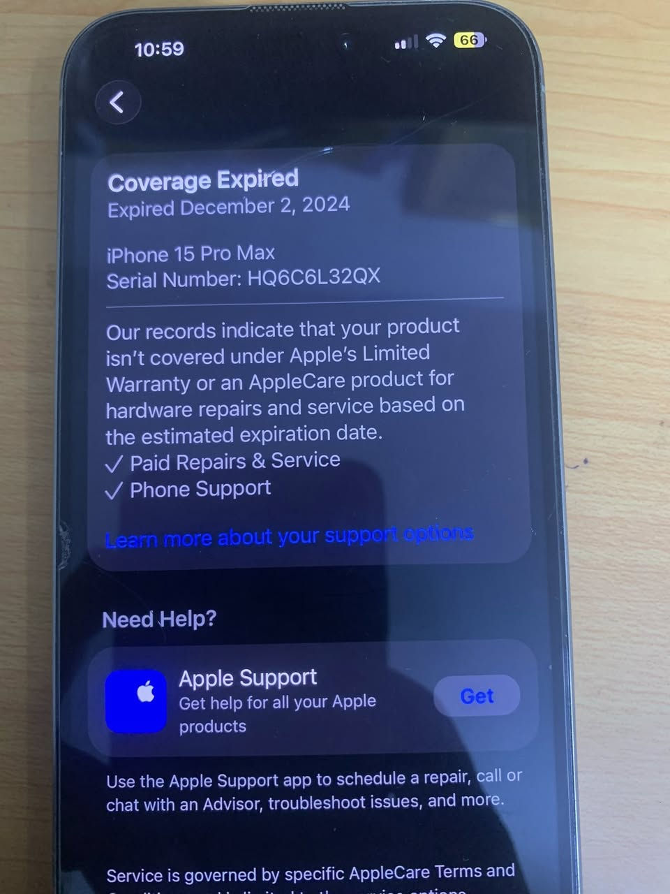 السلام عليكم
ايفون 15 pro max للبيع. 
مواصفات كلها بصورة مبينة بطارية ٨١٪؜ 
جهاز اخذتها بسنتها طلب مسبق وبي ضمان بس خلصان
كسر في ظهر الشاشة الكلاس فقط تتبدل ب٥٠ اعتقد 
المهتم يتفضل خاص. 
او على واتس اب ***********
